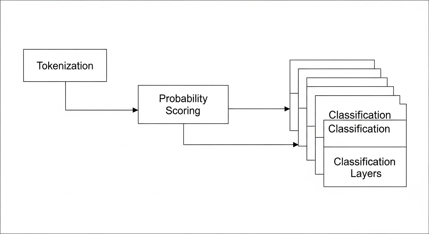 Flowchart diagram of AI text detection process