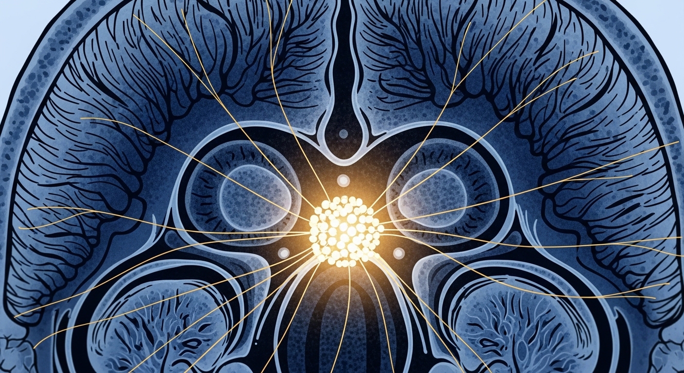 Close-up of suprachiasmatic nucleus in brain diagram