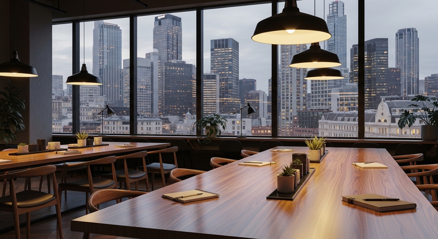 Empty modern co-working office space interior