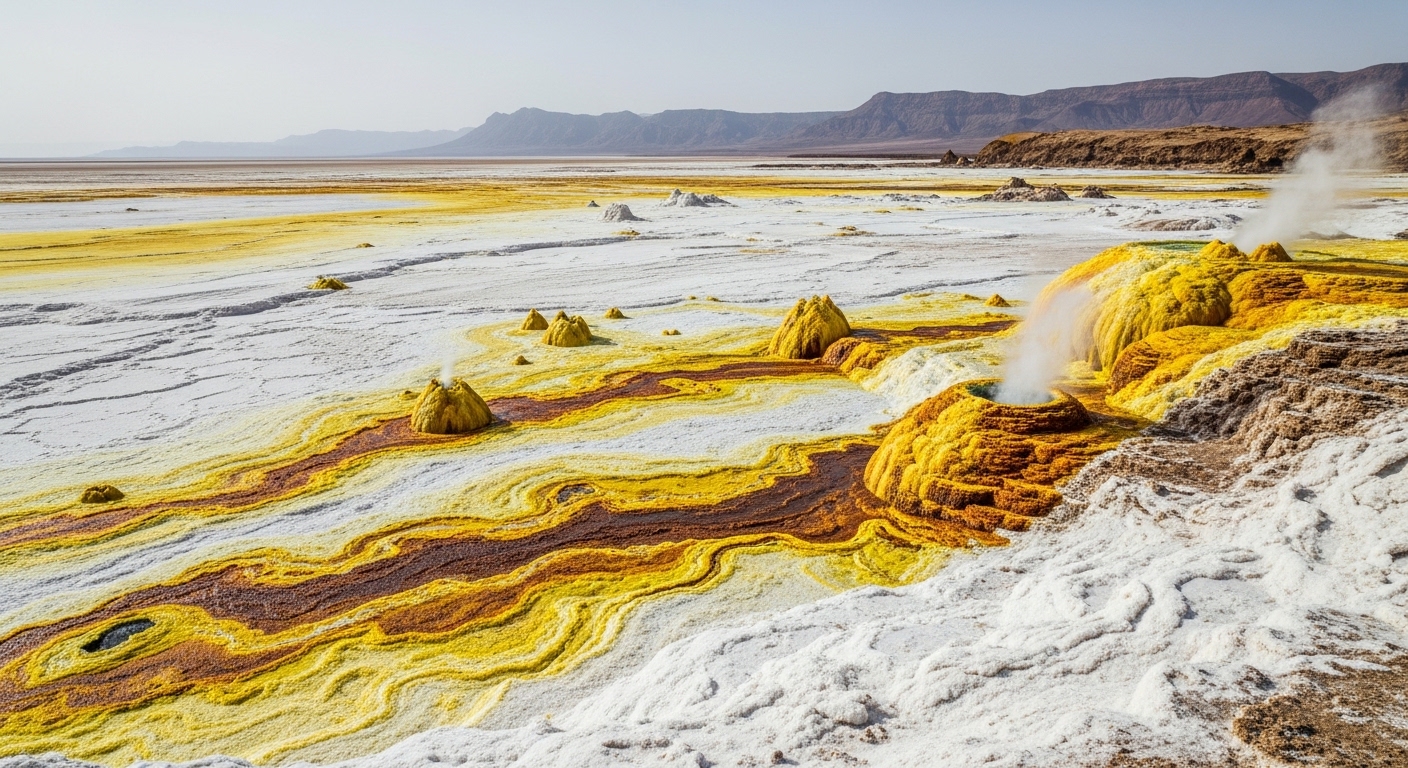 Paisagem da Depressão do Afar na Etiópia