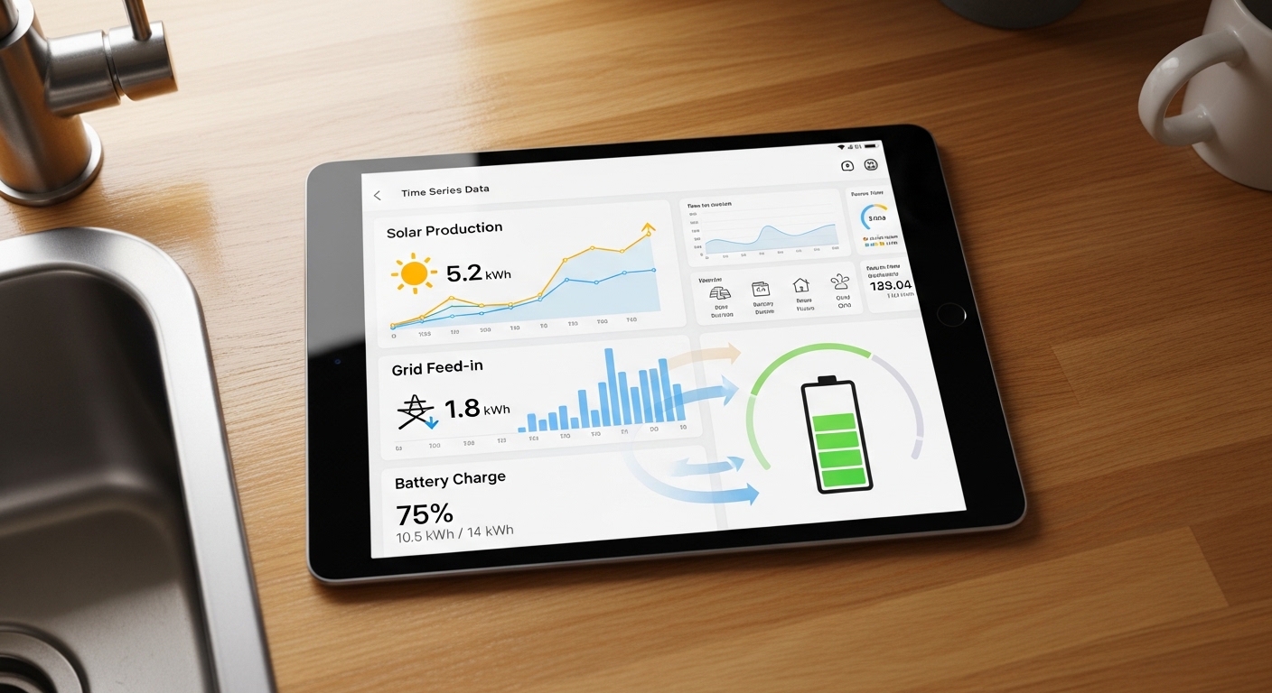 Energiemanagement-Dashboard auf einem Tablet