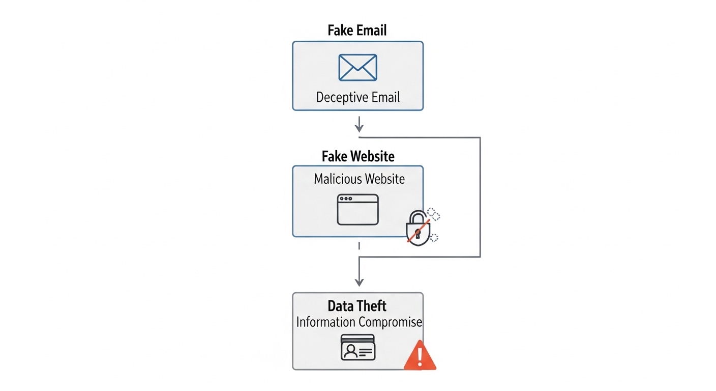 Sơ đồ cách thức hoạt động của lừa đảo phishing