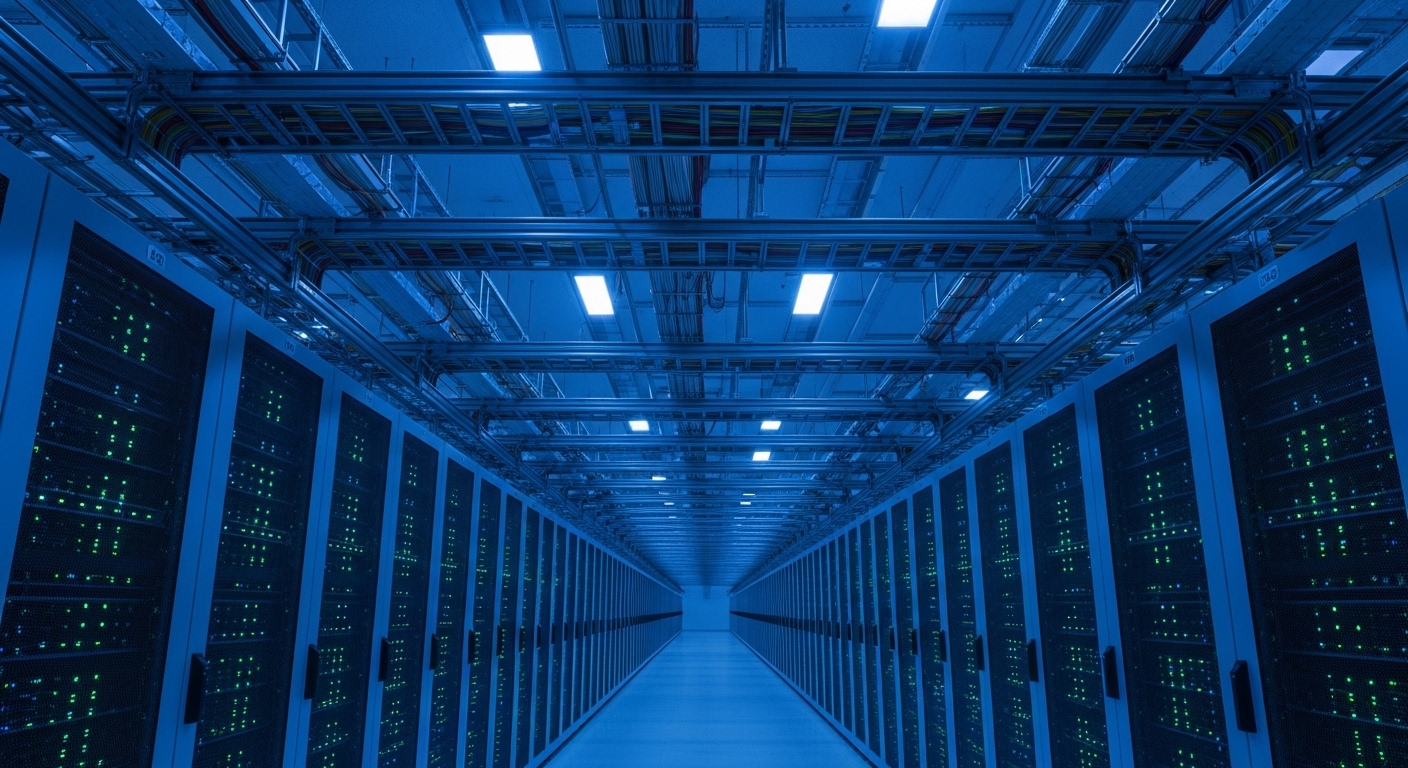 AI data center server room environmental shot