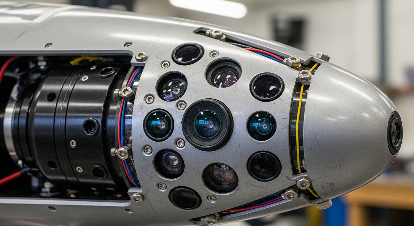 Close-up of underwater drone sensor array