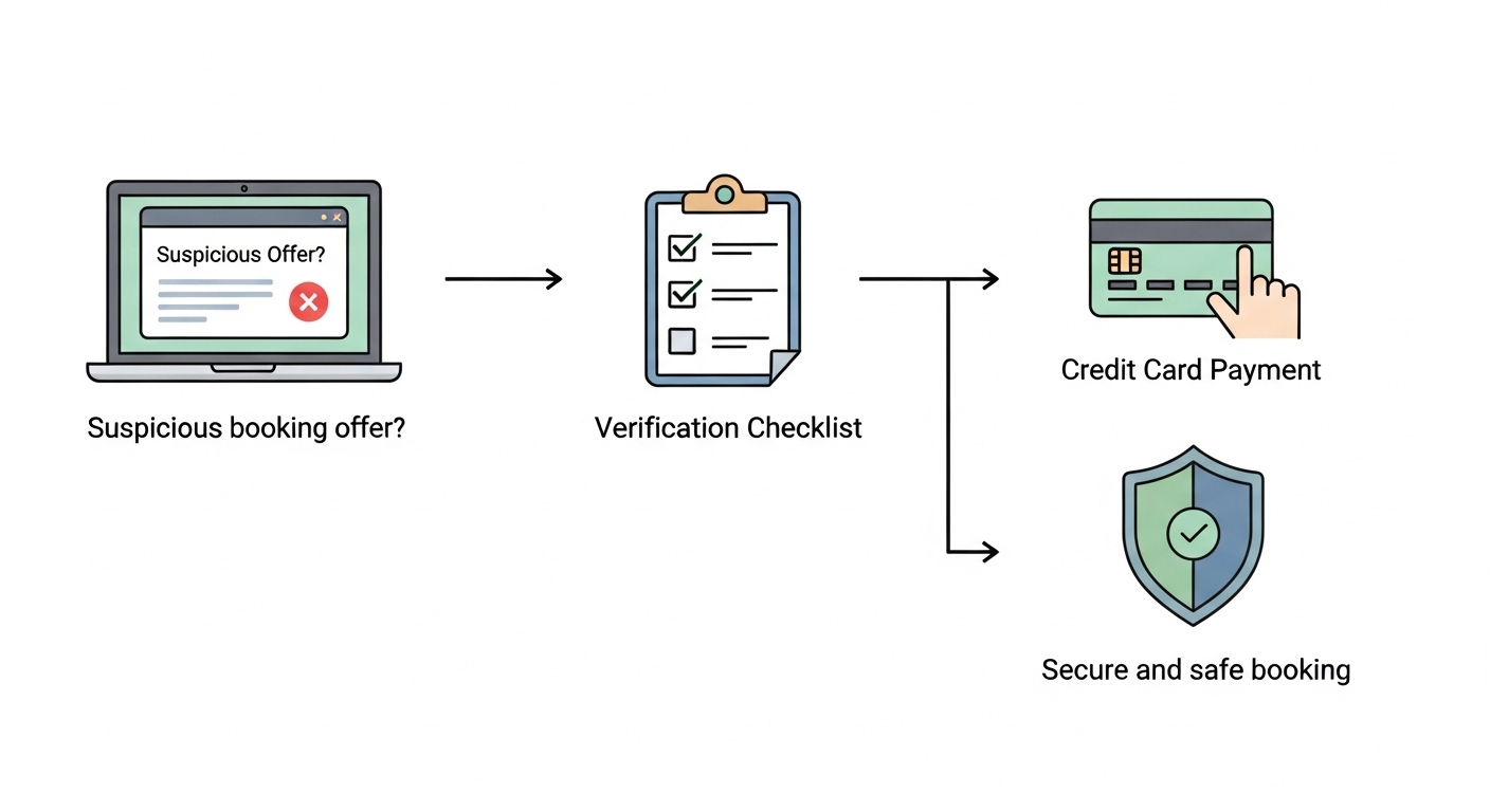Diagrama de pasos para verificar una reserva de viaje segura
