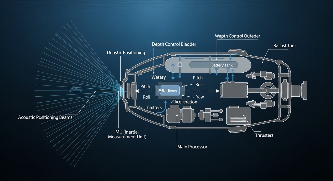 Diagram of underwater drone navigation systems