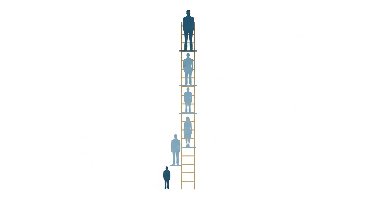 Diagram hierarki sosial dengan figur-figur di berbagai tingkatan