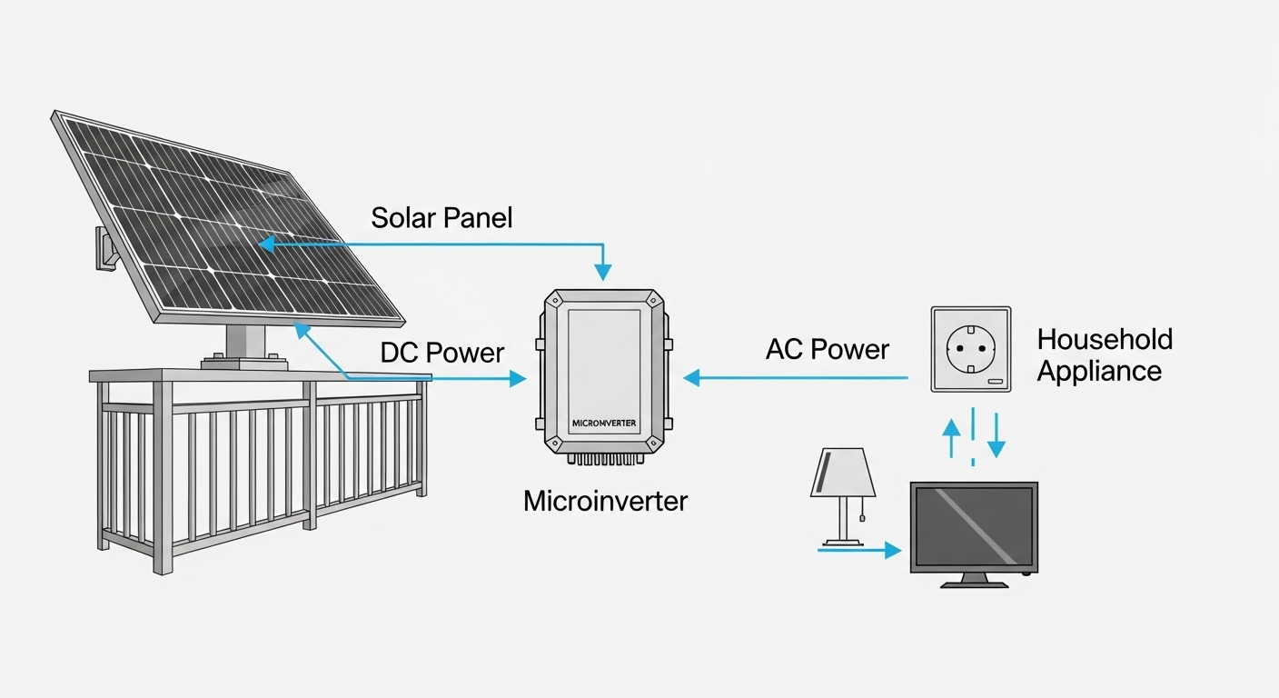 Diagrama de flujo energético de kit solar enchufable