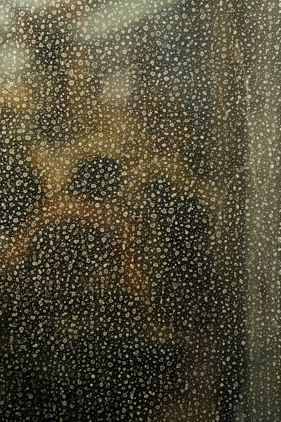 Condensation en motifs sur une vitre froide la nuit