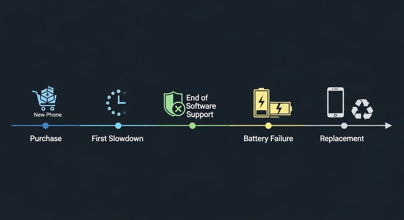 Schéma du cycle de vie d'un smartphone
