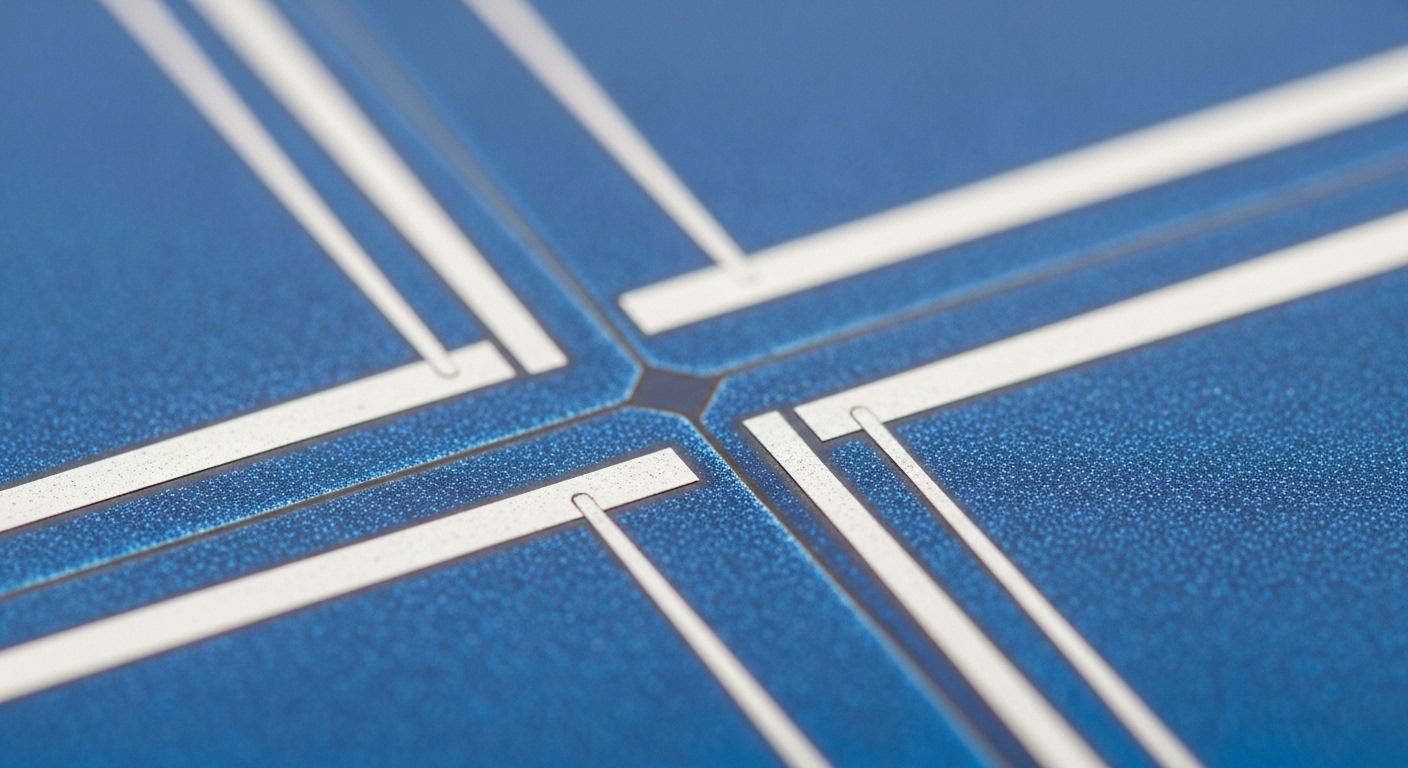 Nahaufnahme einer einzelnen Solarzelle mit Gitterlinien