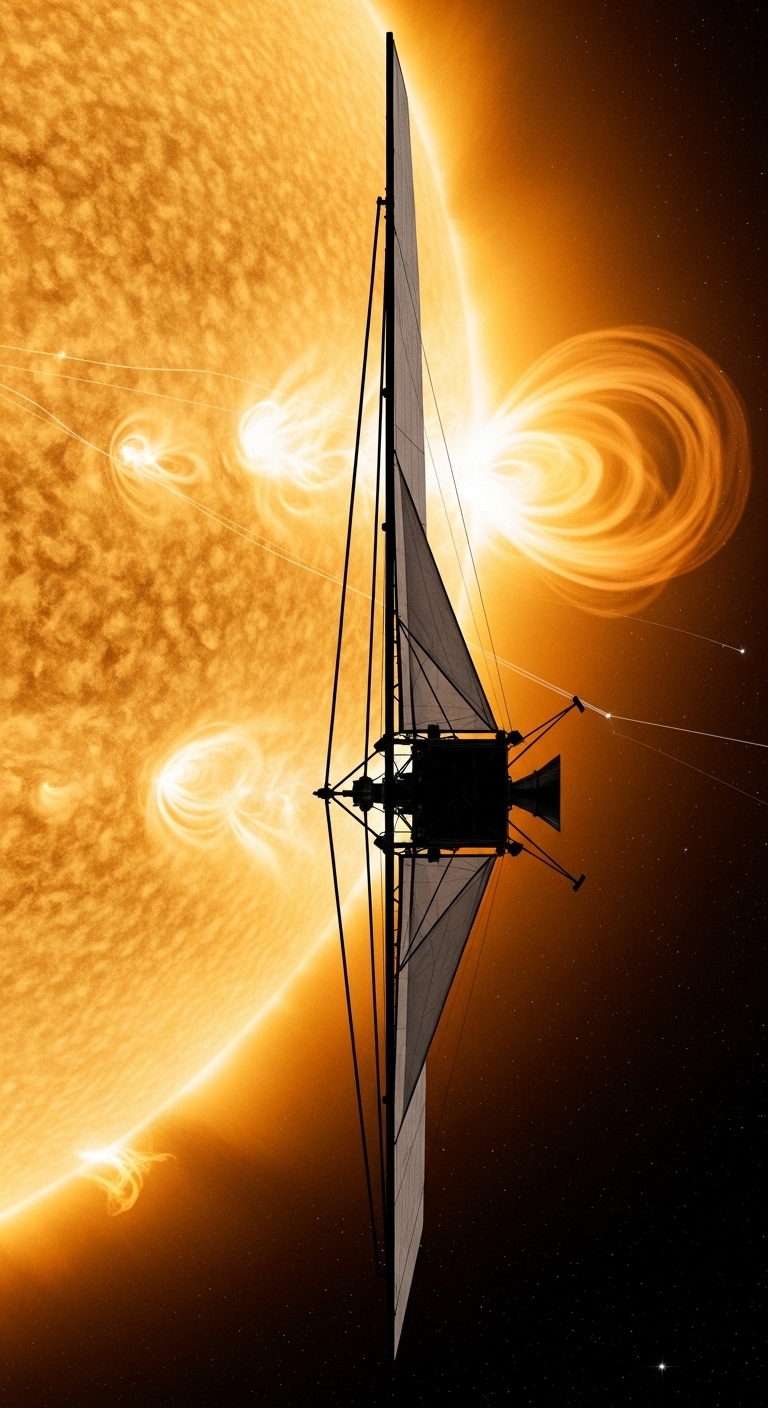 Solar sail silhouetted against the sun