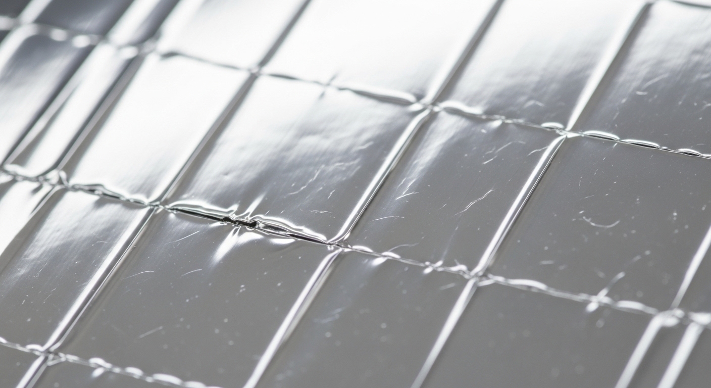 Close-up of reflective solar sail material surface