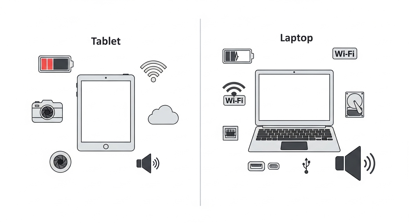 Visual comparison diagram tablet versus laptop