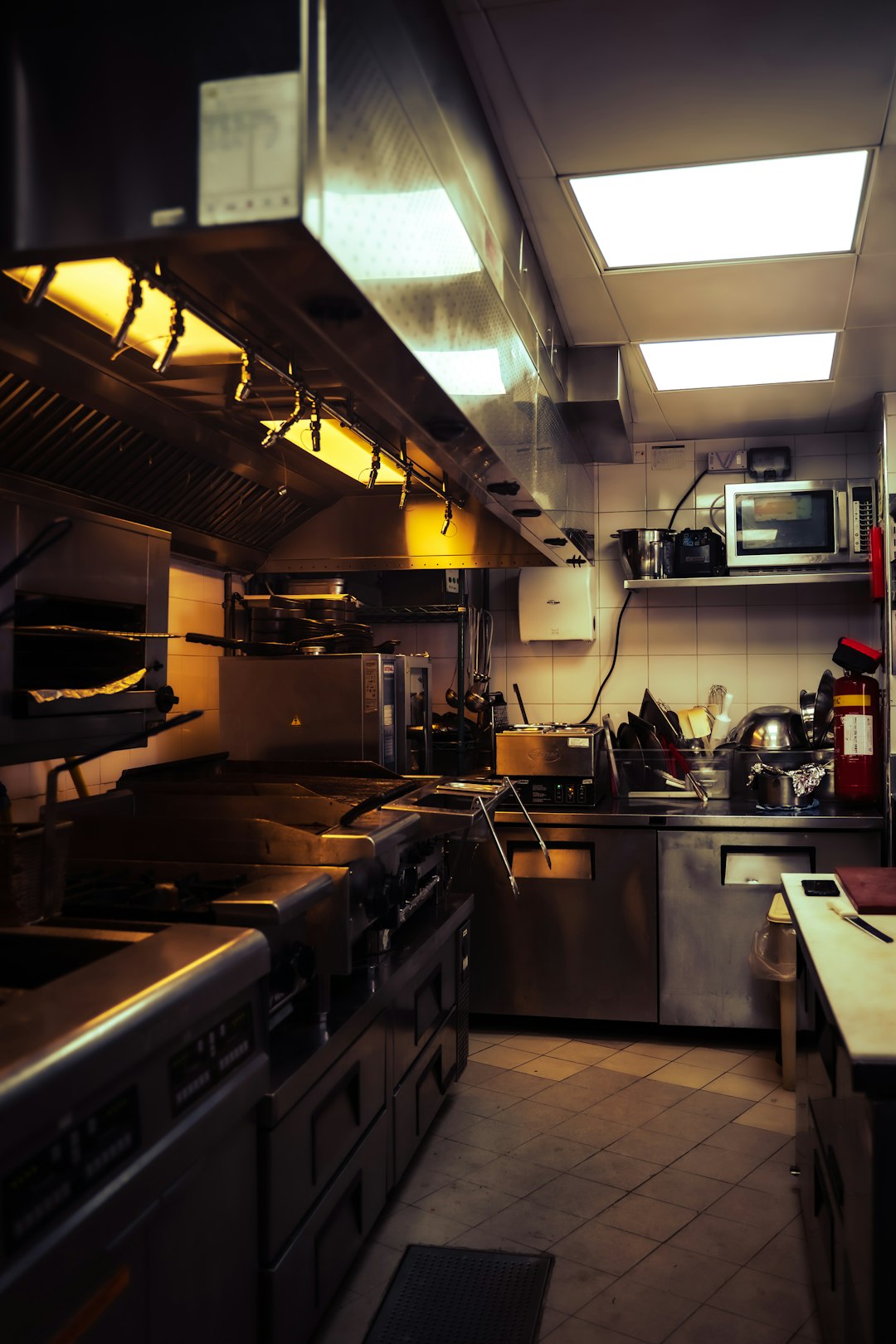 Interior of a large ghost kitchen facility