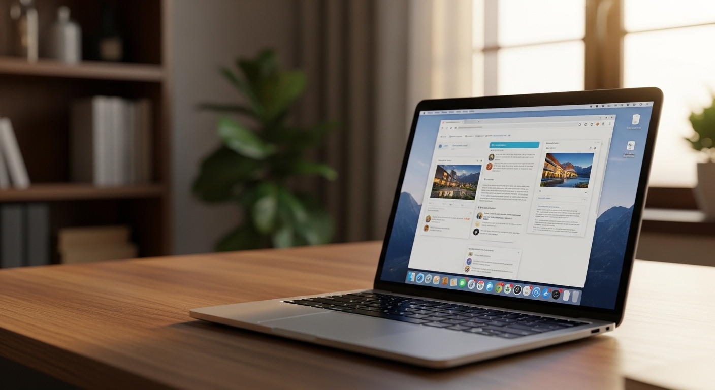 لابتوب مفتوح مع تطبيقات متعددة