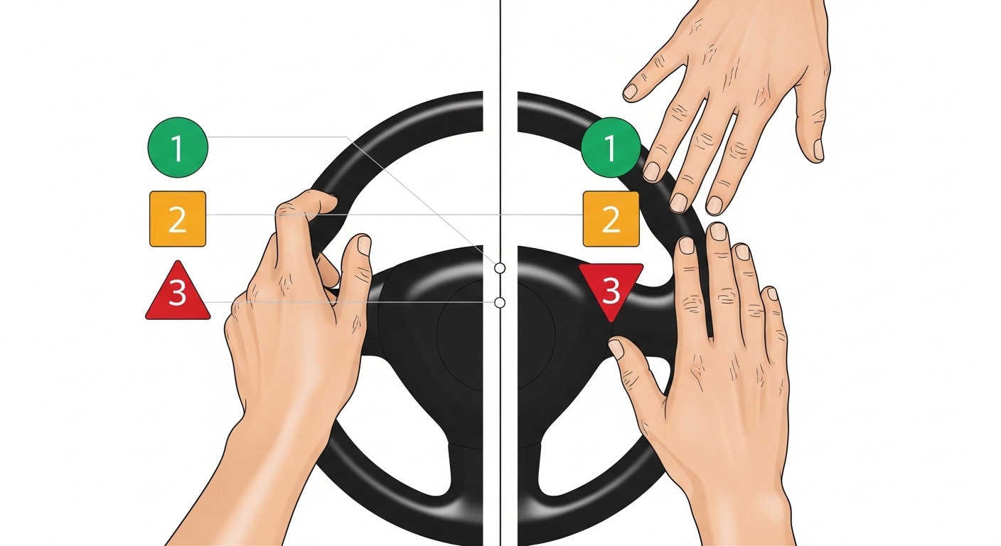 Diagram comparing driver control levels 1 to 3
