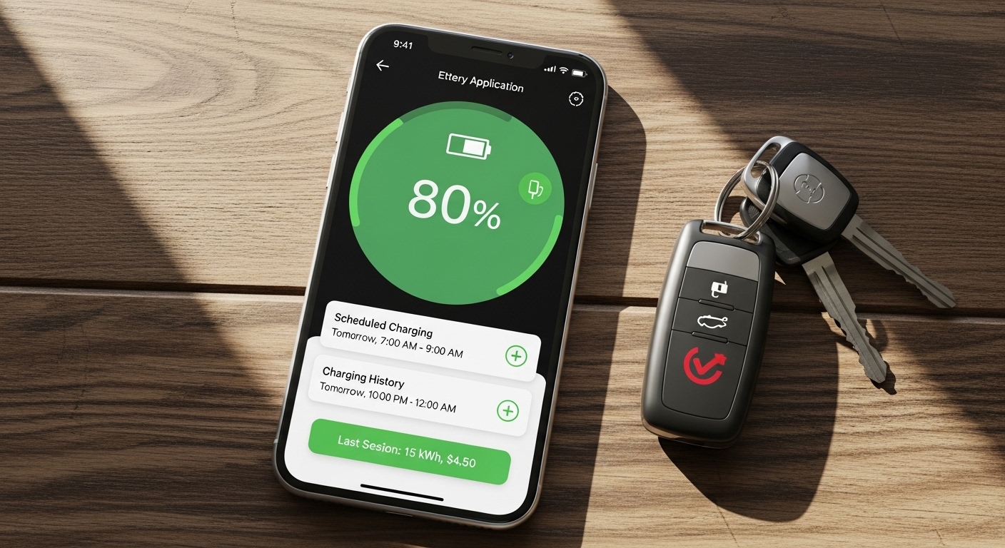 Aplicativo de carregamento de carro elétrico no smartphone