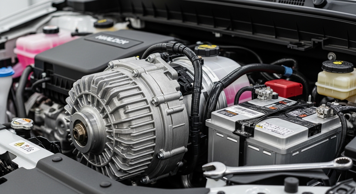 Hybrid vehicle regenerative braking components close-up