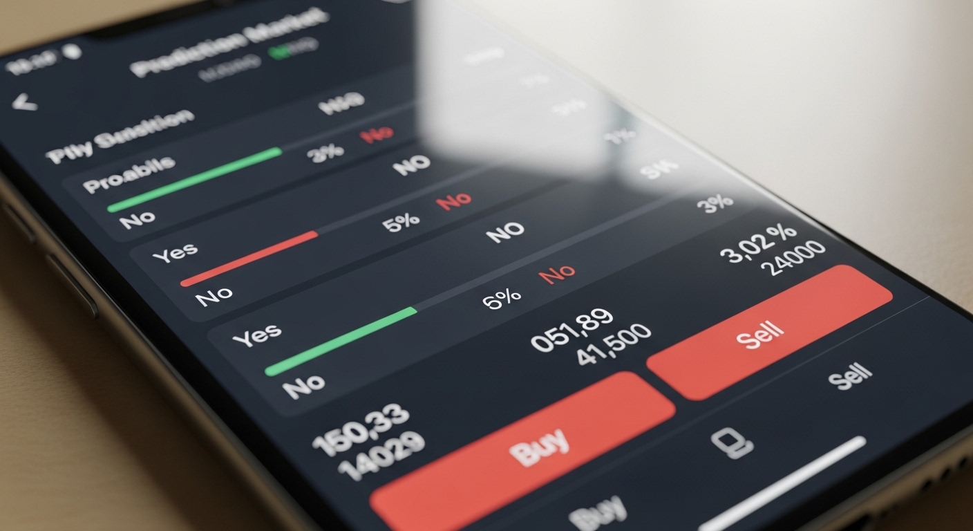 Smartphone showing prediction market app interface