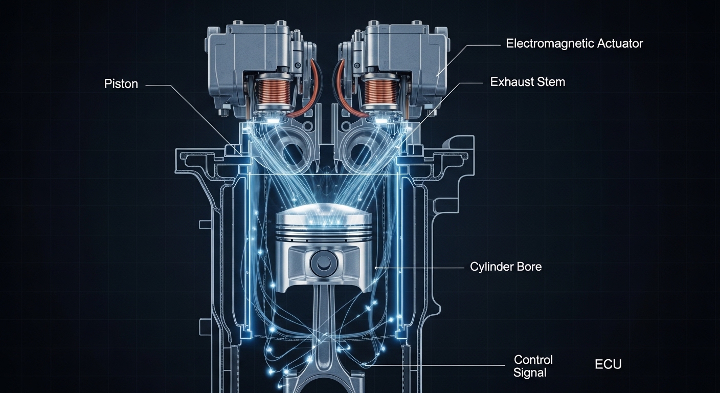Diagrama de cilindro con actuadores de válvulas electrónicas