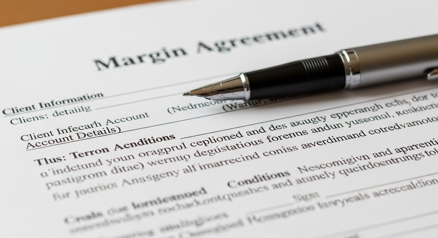 Margin agreement document with pen close-up