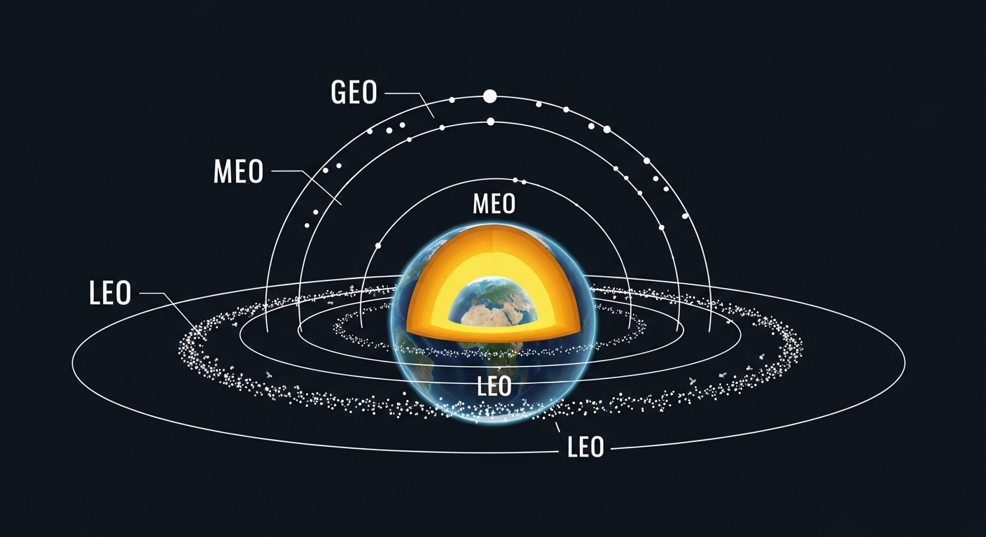 Diagram zona orbit Bumi dan kepadatan sampah