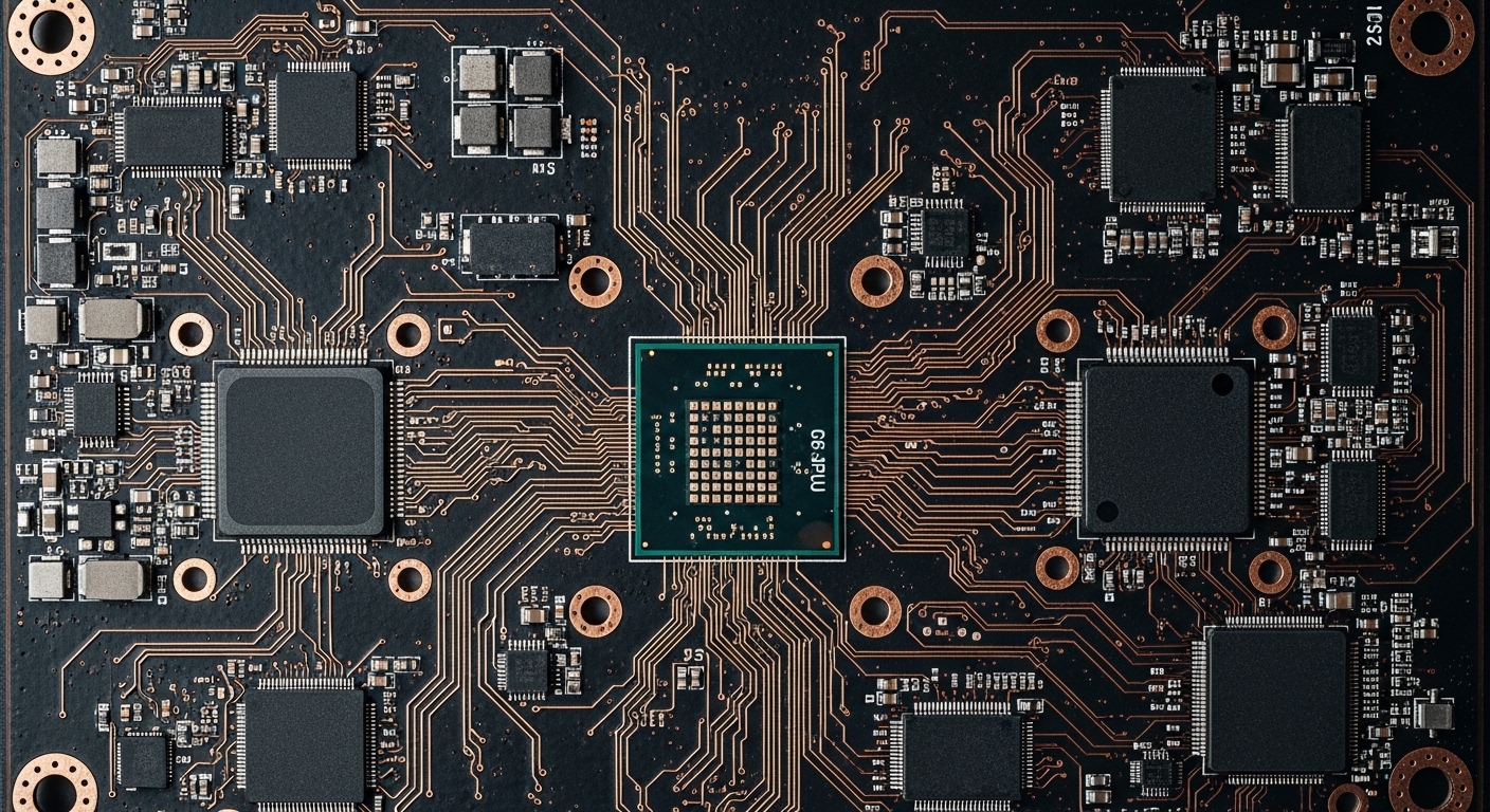 Placa de GPU moderna vista desde arriba
