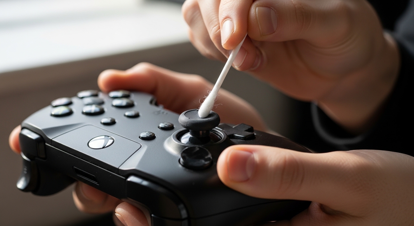 Nettoyage du stick analogique d'une manette avec alcool isopropylique