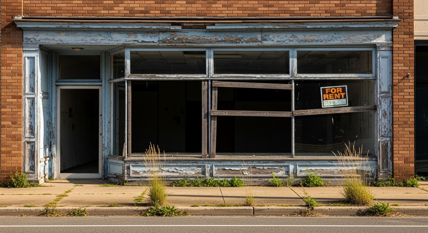 Abandoned retail storefront representing business decline