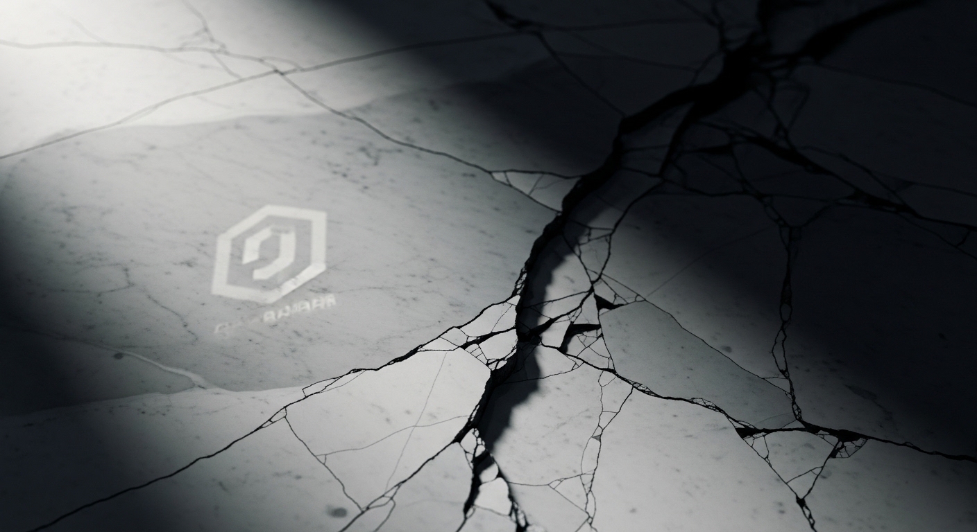 Cracked marble surface symbolizing hidden corporate fragility