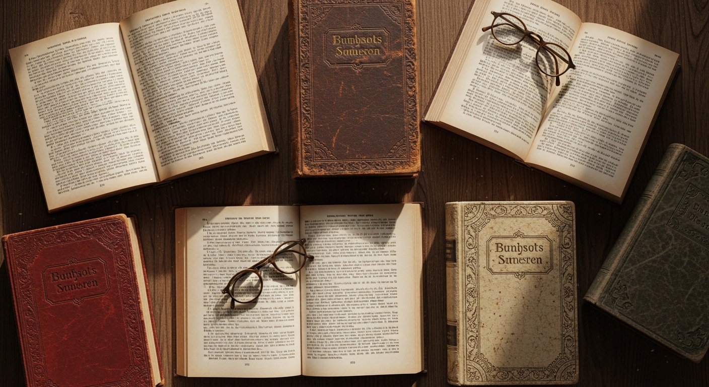 Vue du dessus de vieux livres sur une surface en bois