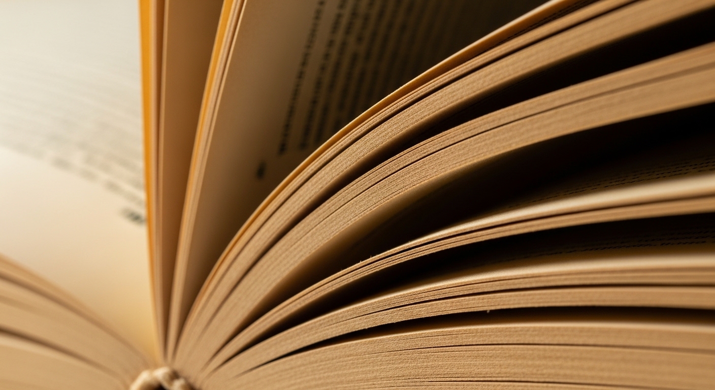 Pages jaunies d'un vieux livre en gros plan