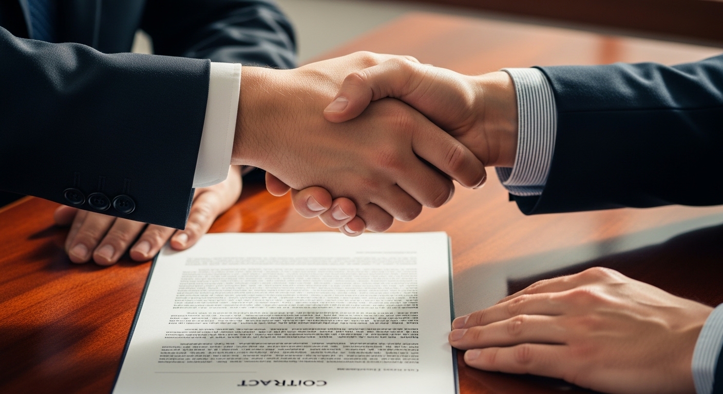Jabat tangan kesepakatan merger bisnis perbankan