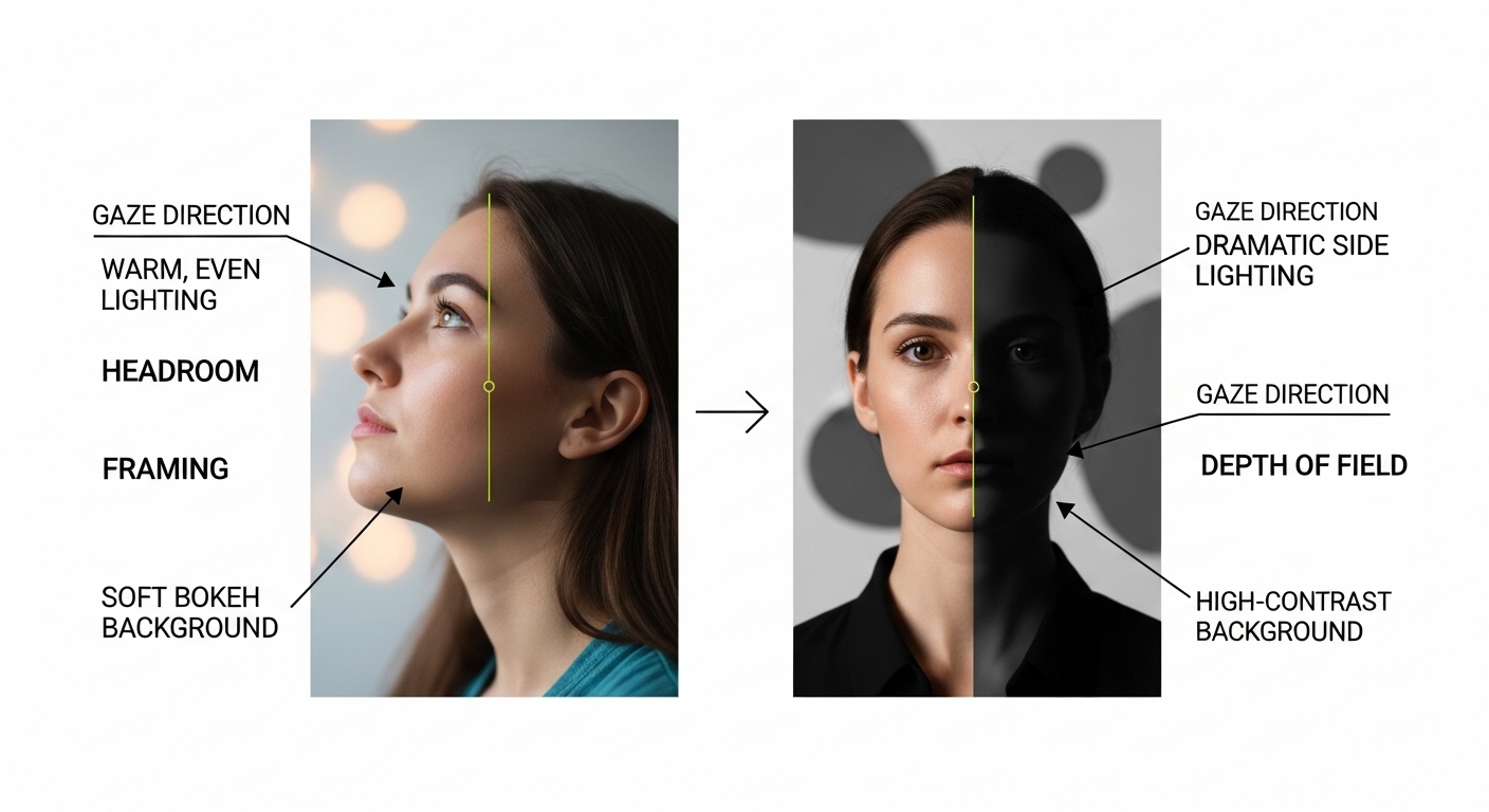 Visual diagram comparing profile photo elements