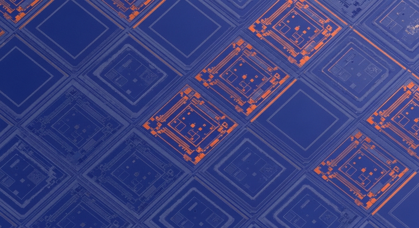 Hình ảnh bóng bán dẫn trên wafer silicon phóng đại