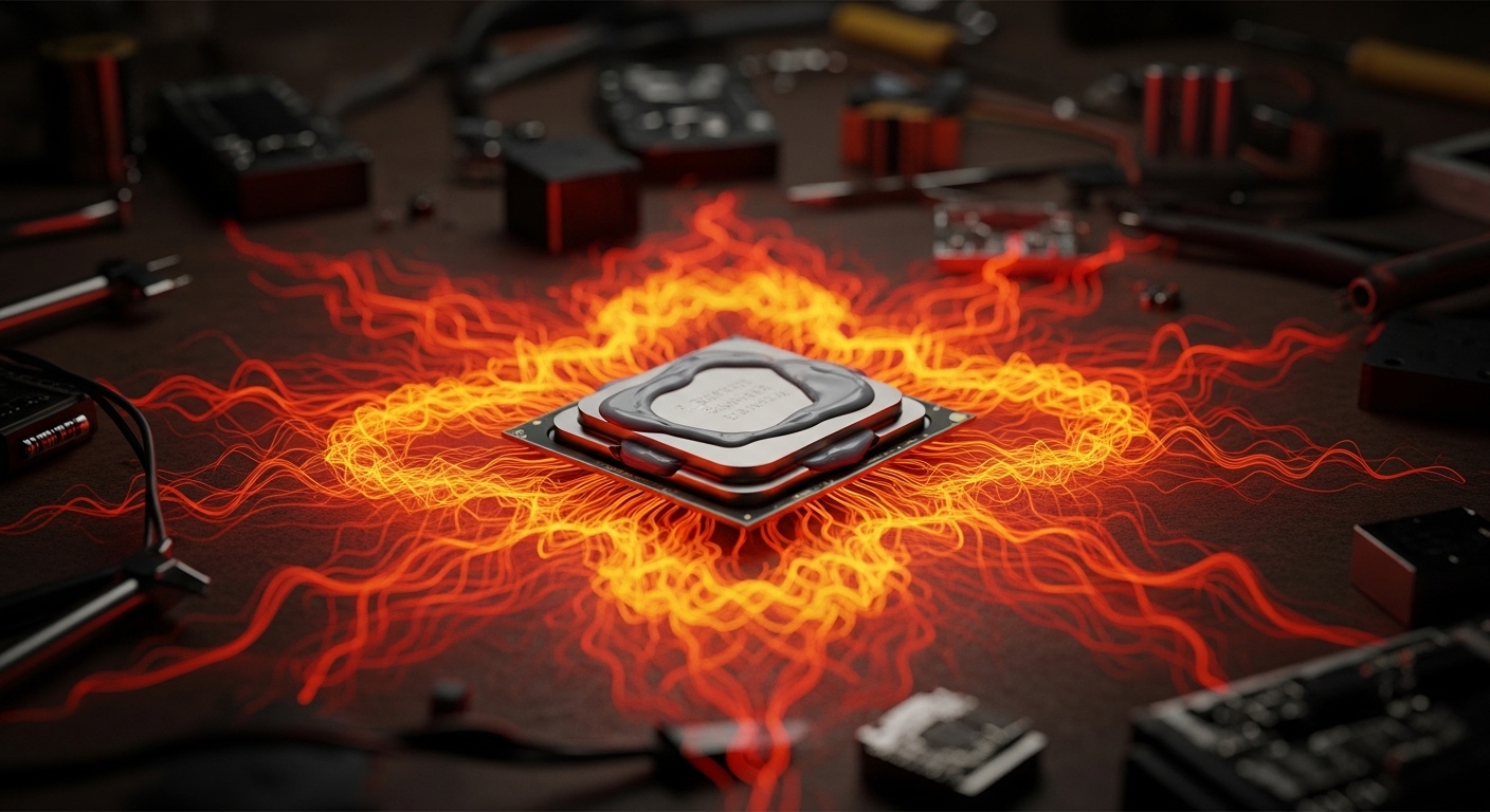 CPU với tản nhiệt và hiệu ứng nhiệt tỏa ra