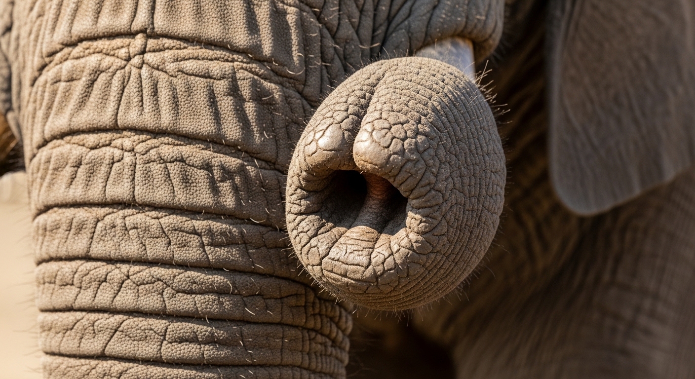 Extrémité de trompe d'éléphant en gros plan