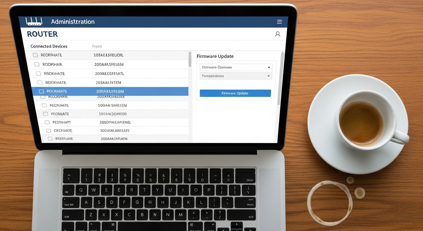 لوحة إدارة الراوتر على شاشة لابتوب