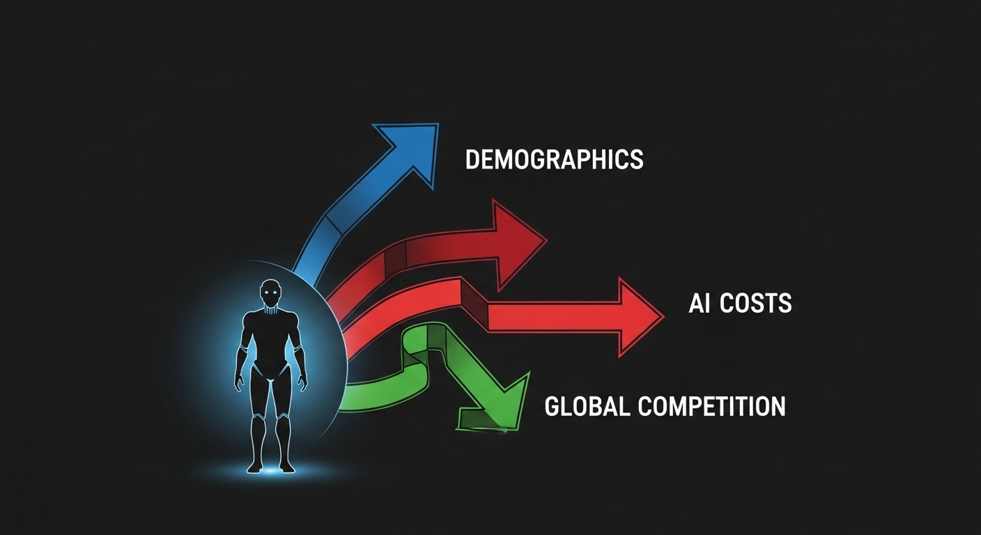 Diagram showing three forces driving humanoid robot adoption