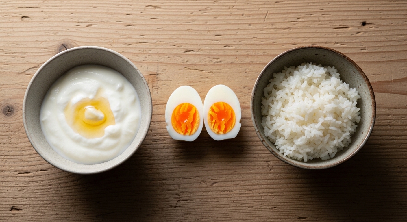 夜勤明けの軽食、ヨーグルトとゆで卵