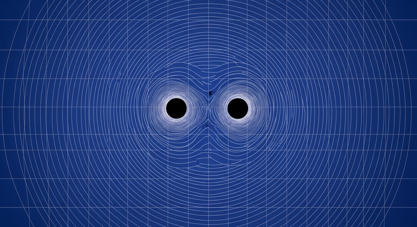 Ondas gravitacionales emanando de dos agujeros negros en fusión