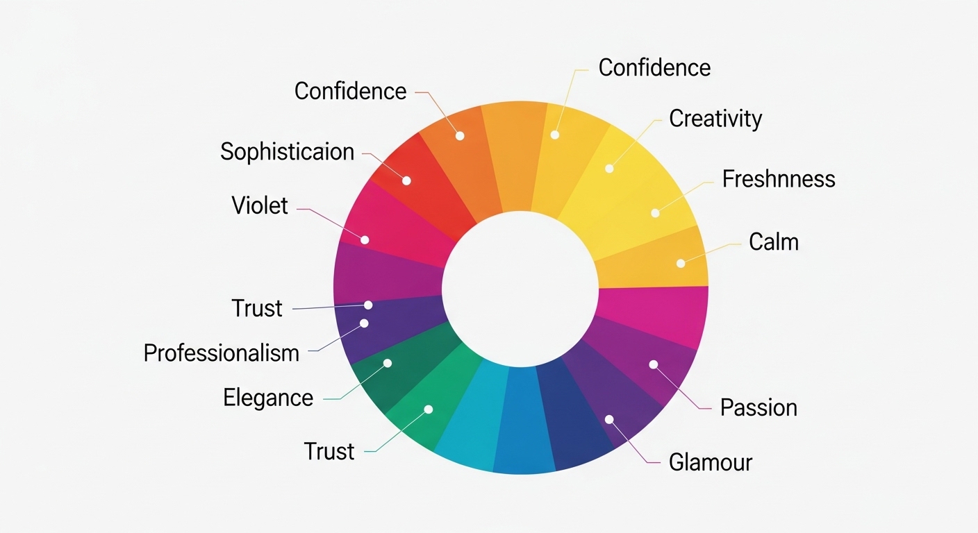 Roda de cores com associações emocionais na moda