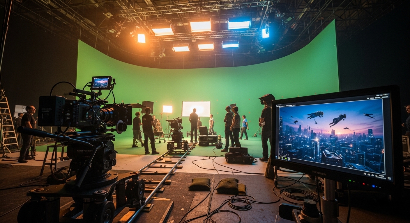 Film studio using digital face replacement technology
