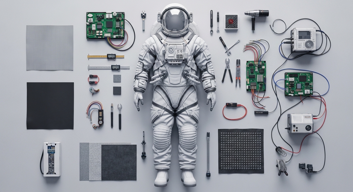 Next-generation spacesuit prototype overhead view