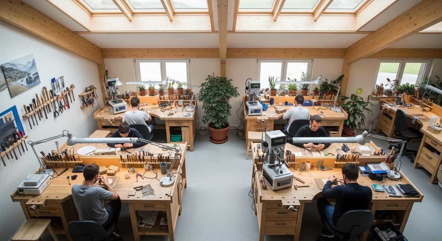 Atelier de fabrication locale moderne vu de dessus