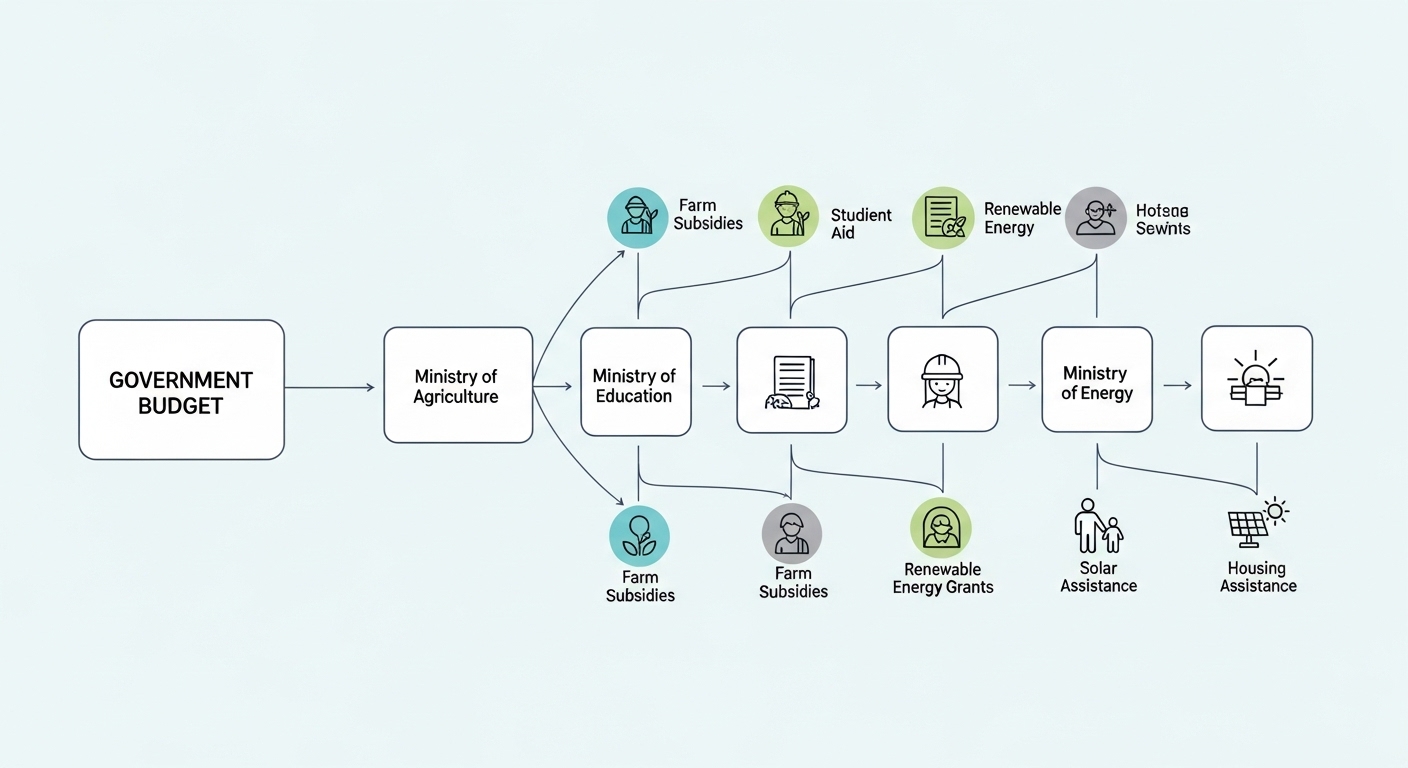 Diagram alur subsidi pemerintah ke masyarakat