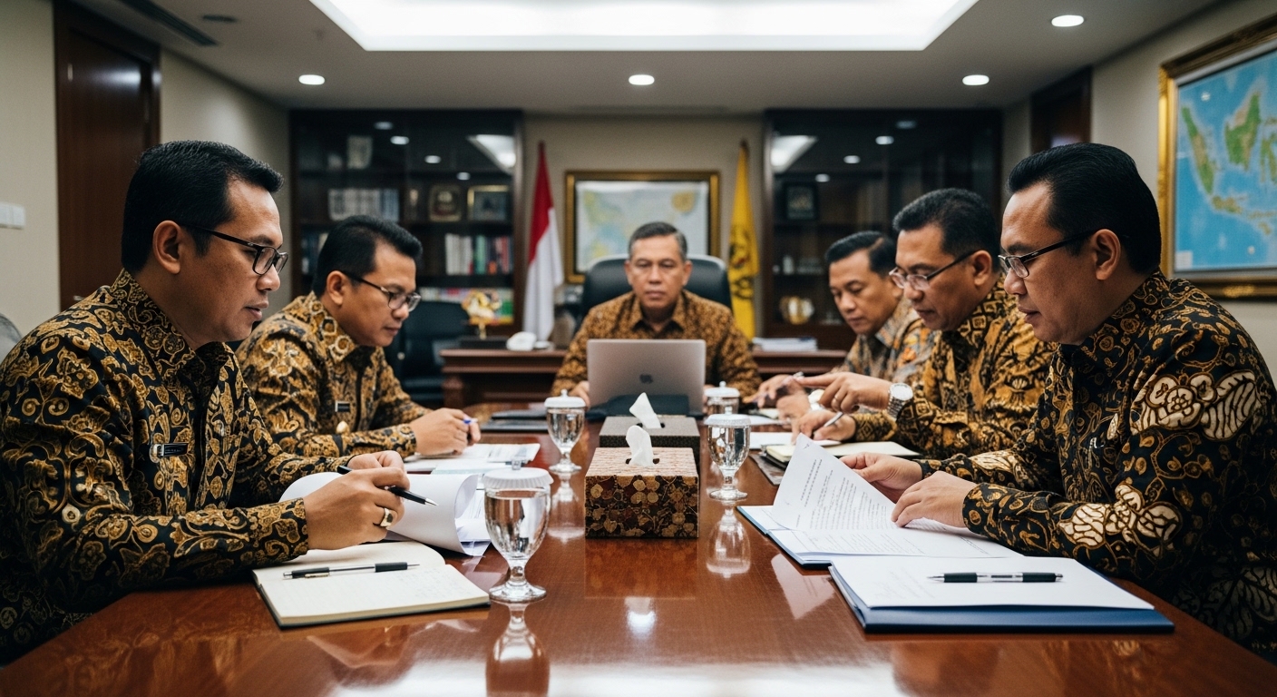 Rapat pejabat pemerintah membahas kebijakan subsidi