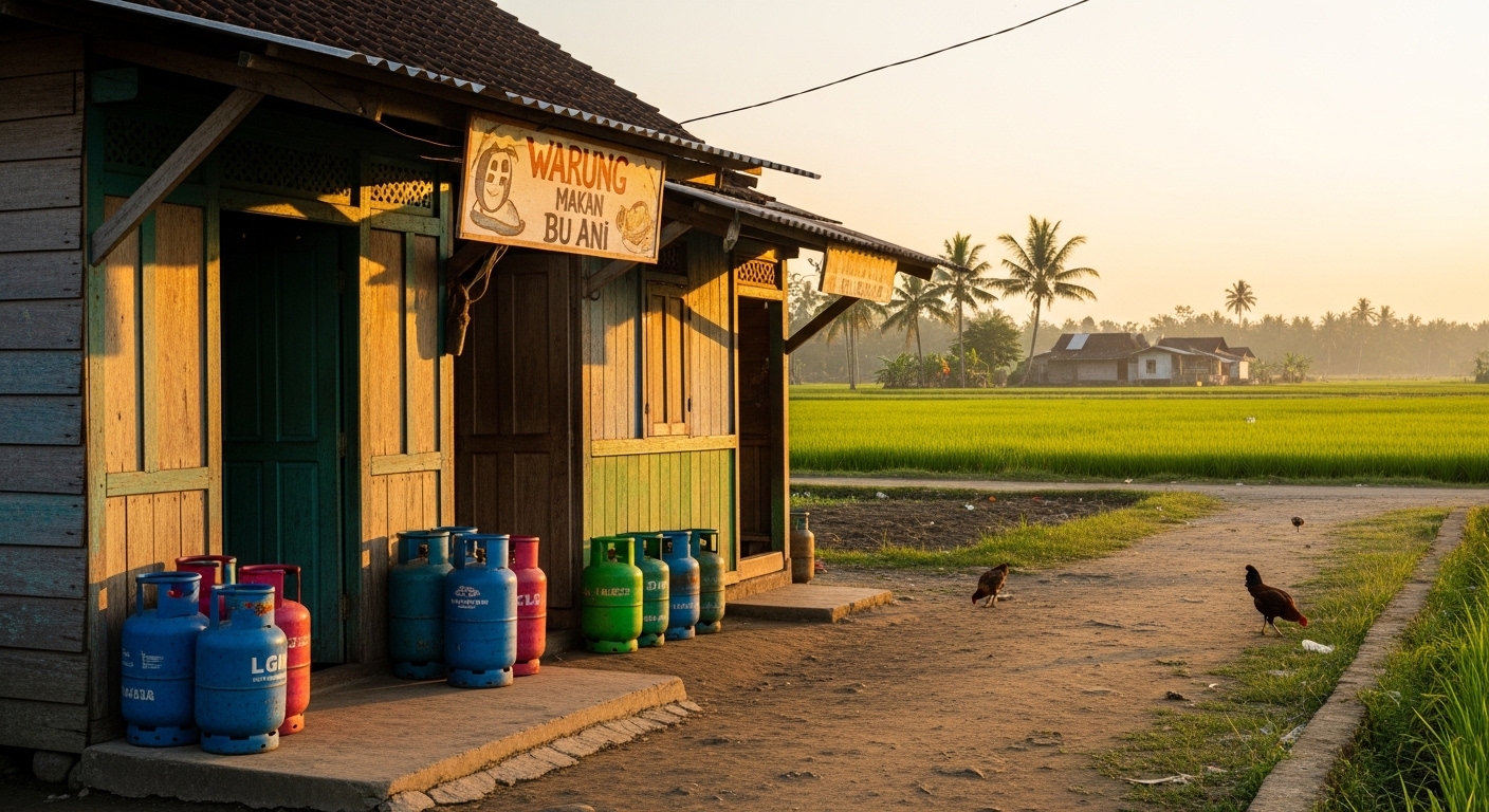 Warung desa dengan tabung LPG bersubsidi