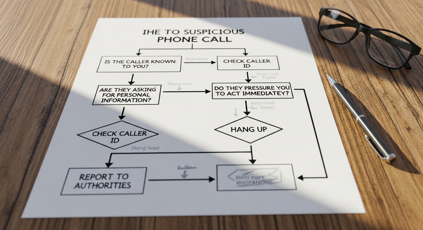Schéma papier pour identifier un appel téléphonique suspect